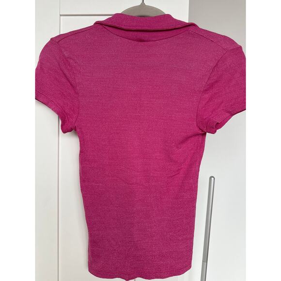 Michael Stars Women's Pink Sparkle Y2K Short Sleeve Polo Shirt, One Size, EUC - Picture 2 of 5